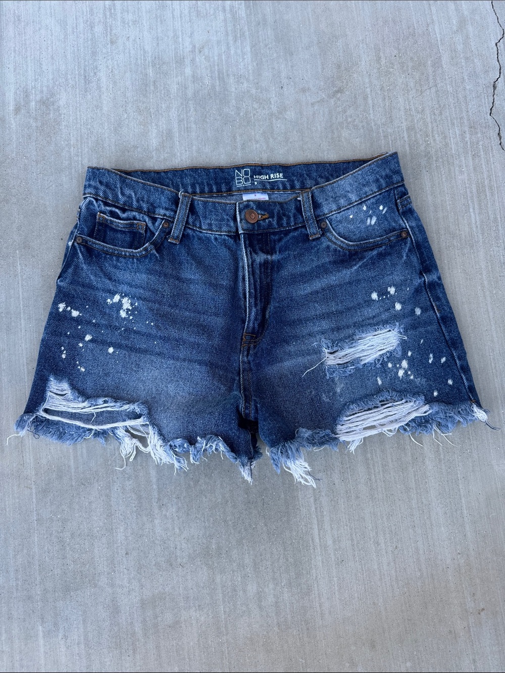 No Boundaries Dark Blue Distressed Denim High Rise Cutoff Shorts